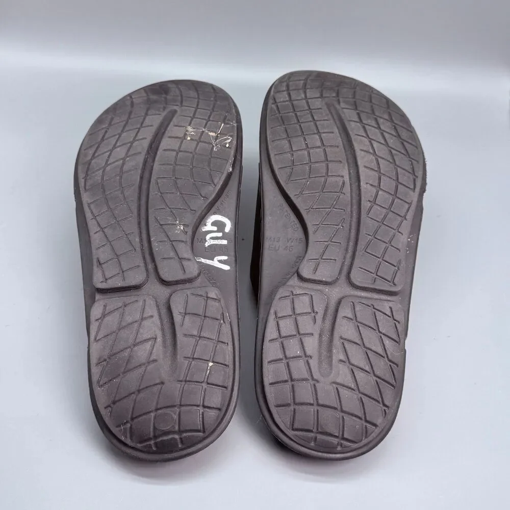 OOFOS OOahh Men's 13 Black Slip-On Sport Comfort Casual Recovery Slide Sandals